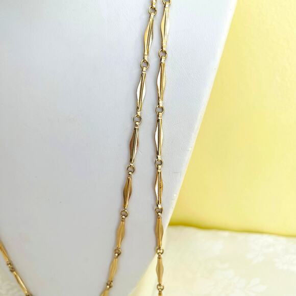 Vintage Gold Tone 58" CROWN TRIFARI Link Chain Necklace w/ Spring Closure - Picture 3 of 9